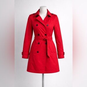SCOTTeVEST Women’s Travel Trench Coat Red Hidden Pockets Belted Size XL